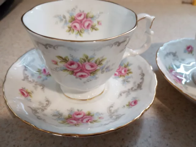 Royal Albert Tranquility 2 Tea Cups and Saucers, Fine Bone China, England, EUC 2