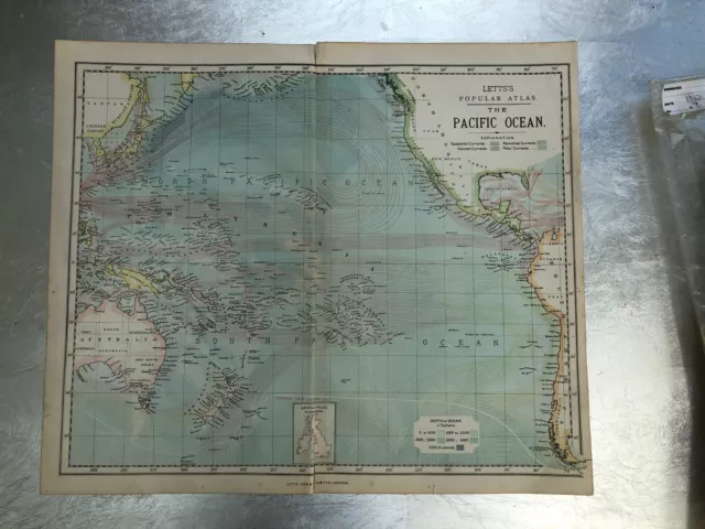 PACIFIC OCEAN & ISLANDS. Australasia. Currents. LETTS 1883 old antique map