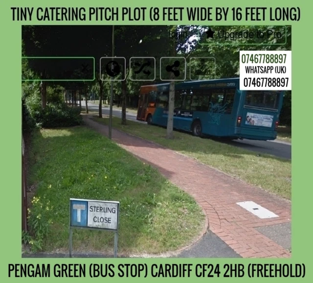 Freehold Land | Cardiff CF24 2HB Bus Stop | UK Catering Plot Pitch | 8ft x 16ft.