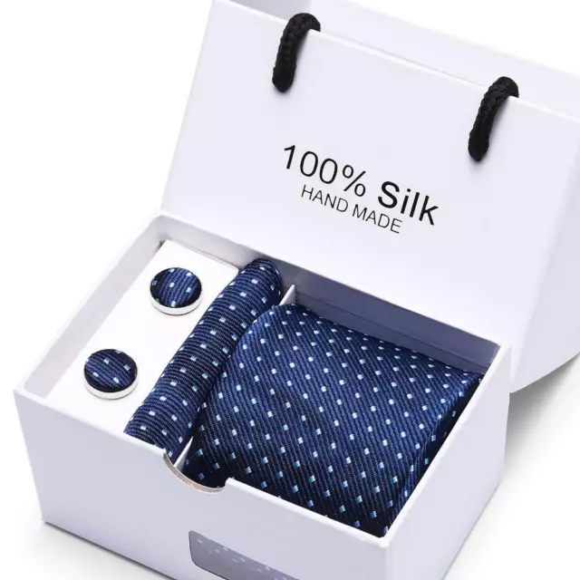 Homme Coffret Ensemble Cravate  Boutons De Manchette Et Mouchoir 100 % En Soie