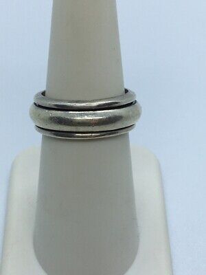 925 Sterling Silver Spinner Worry Band Ring Size 6.5