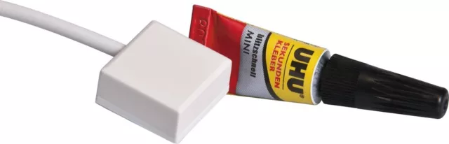 Detector de rotura de vidrio ABUS blanco con pegamento sin potencial para sistema de alarma de alambre FU7301W
