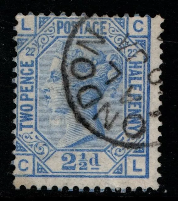 Great Britain GB 1880 1883 QV 2½d blue SG157 Plate 22 Used