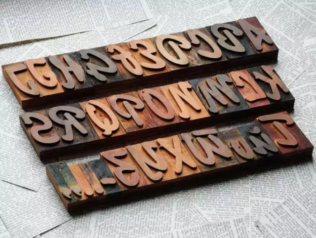A-Z Holzbuchstaben 64mm Plakatlettern Buchstaben vintage Alphabet Holzschrift