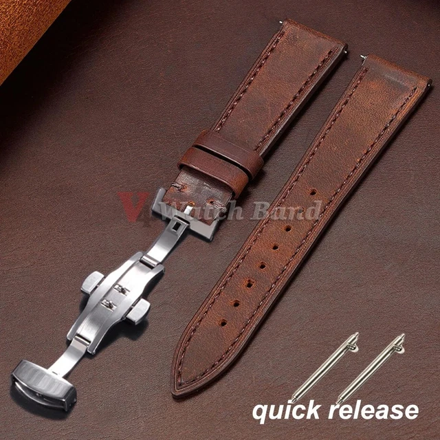Bracelet Cuir Véritable Vintage 20mm 22mm 24mm 26mm – Retro Élégant Pour Montre Homme Femme
