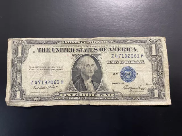 1935E Rare Error Dollar Bill Silver Certificate