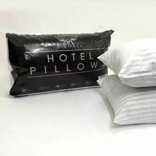Pack Of 4 Hotel Quality Egyptian Stripe Pillows Luxury Soft Hollowfibre Filled