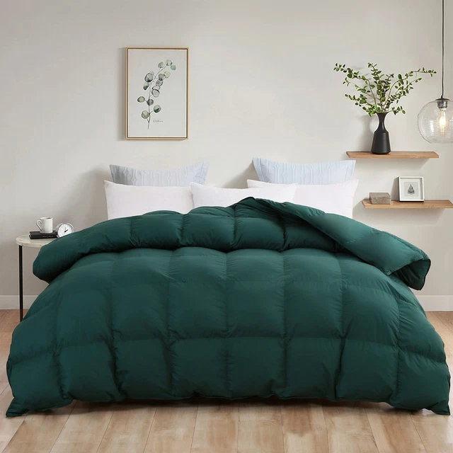 L LOVSOUL Goose Down Comforter Queen All Season Duvet Insert Green Down Comfo...