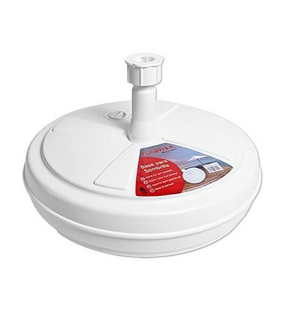 Base para sombrilla rellenable soporte redondo de polietileno blanco pie parasol