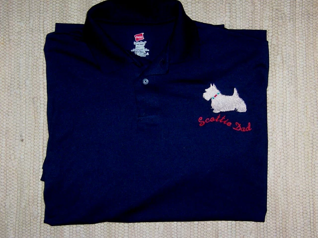 Scottie Scotty Dog Black Hanes Polo Shirt Wheatie