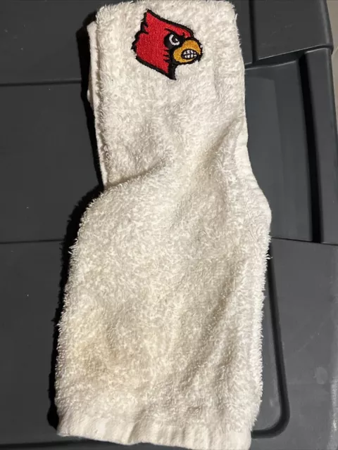 LOUISVILLE CARDINALS FOOTBALL Game used Uniform White Hand Towel