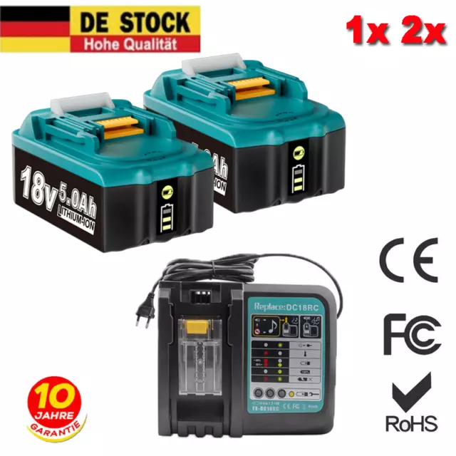 18V  Akku Makita BL1860 5,0AH Li-ion mit LED BL1850 BL1830 / Ladegerät