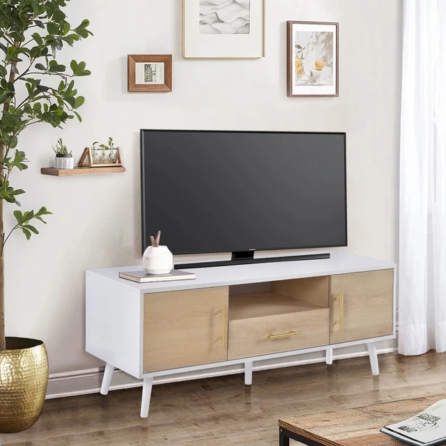 Mid-Century Modern TV Stand for TV Boho Media Console Table with Storage Cabinet Mid-Century Modern TV Stand for TV Boho Media Console Table with Storage Cabinet