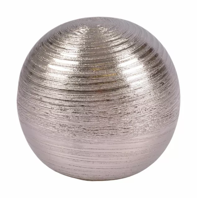 Sfera Decorativa IN Ceramica Argento 15,5cm Decorazione Tavolo D'Argento Statua