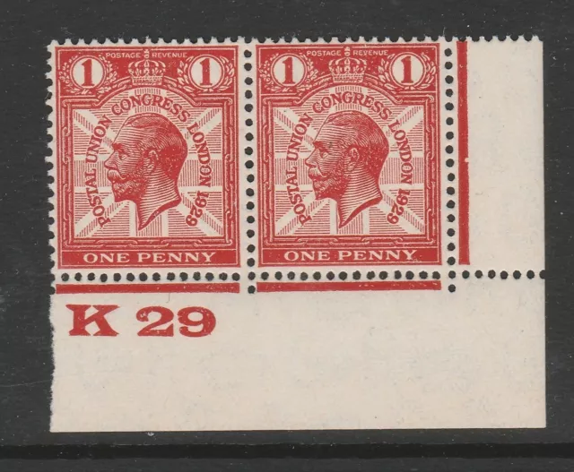 Great Britain 1929 PUC 1d Control K 29 SG 435 Mnh.