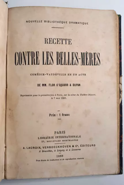 Recueils de 7 Pièces de Théâtre - de 1865 à 1876