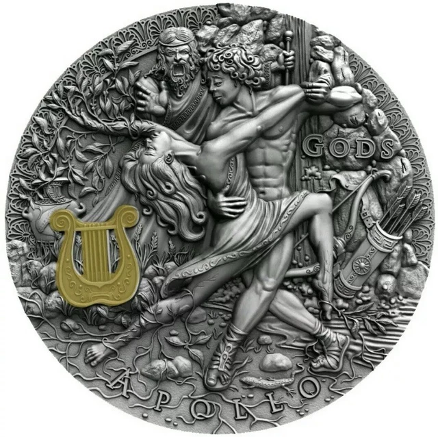 2020 Niue $2 APOLLO God Of The Sun Gods Antique Finish 2oz .999 Silver Coin