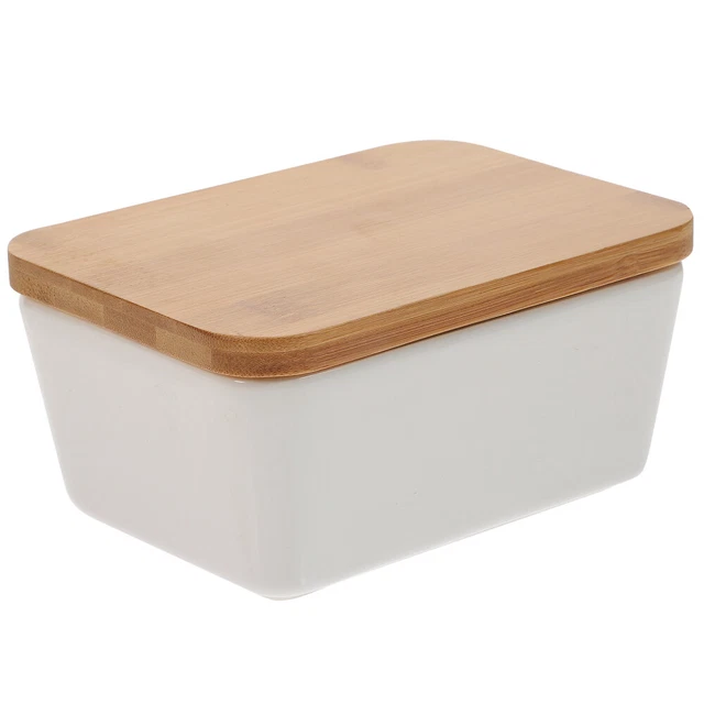 1 pieza Home Butter Box recipiente de mantequilla con tapa de madera (color clasificado)