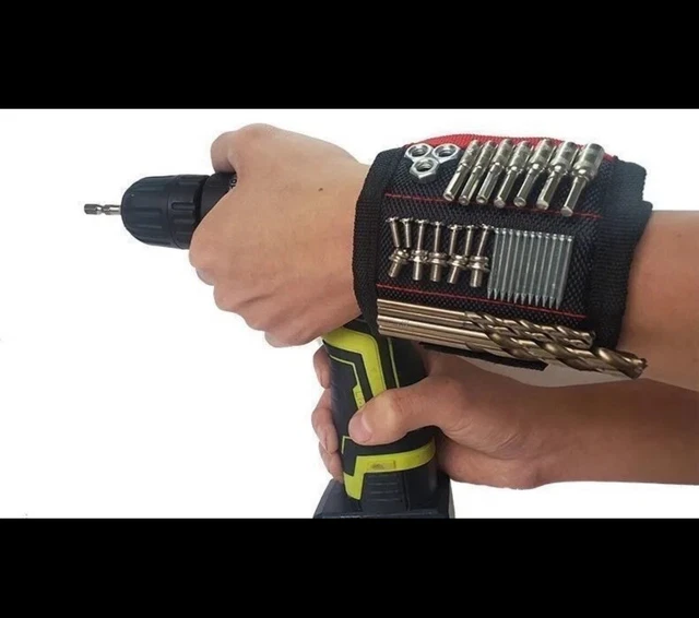 Magnetic Wristband for Holding Screws, Nails and Drill Bits for 1pack Black
