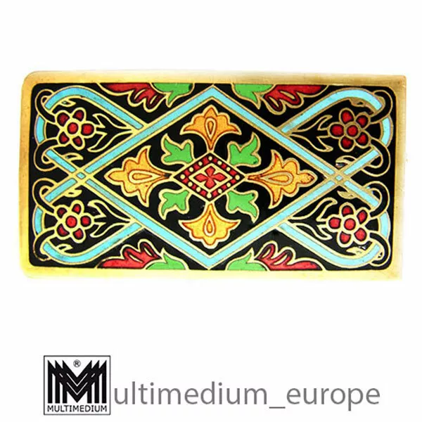 Jugendstil Emaille  Brosche Messing um 1910 art nouveau enamel brooch