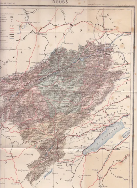 Historische Landkarte Département Doubs Frankreich France Vercel Morteau Ornans