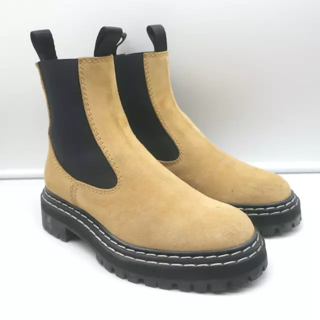 Proenza Schouler Chelsea Boots Beige Suede Size 38.5 Lug Sole Ankle Boots