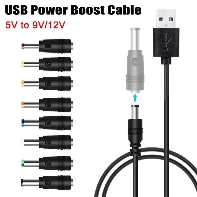 DC 5V to 12V / 9V WiFi to Powerbank Converter USB Cable Step-up Cord Boost Line