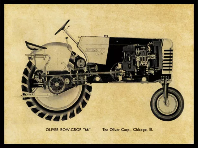 Oliver Tractors NEW Metal Sign: Model Row Crop 66 Schematic Cutaway View