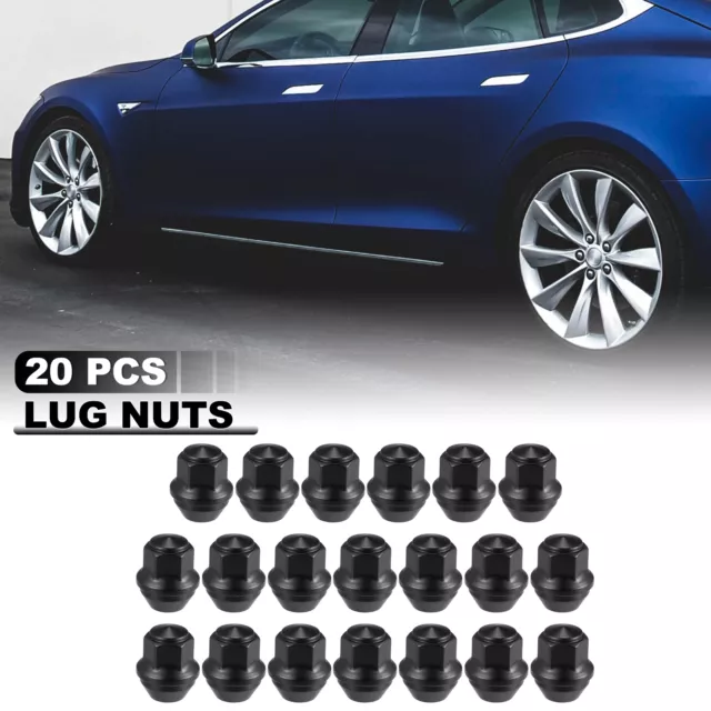 20 Pcs M12x1.5 Car Bulge Acorn Wheel Lug Nut Cone Seat for Ford Fusion Black