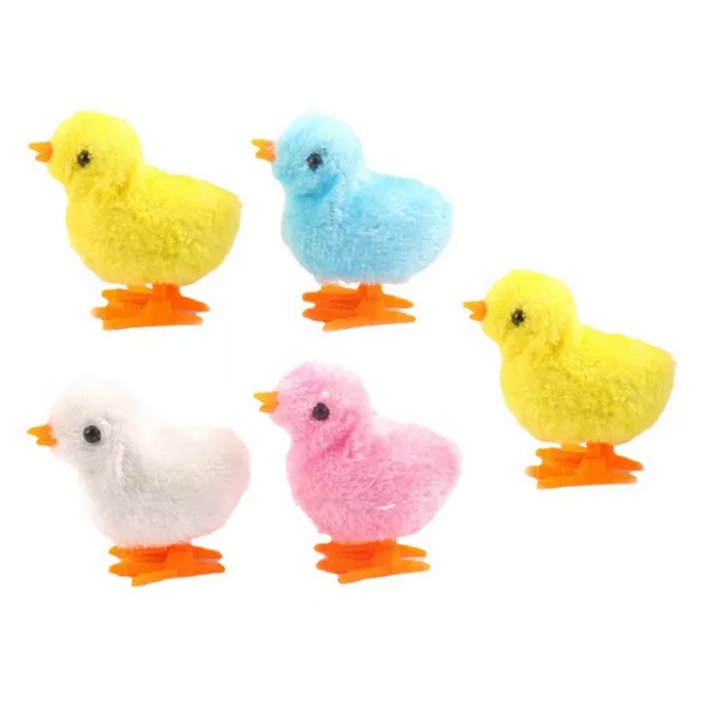 2X(5Pcs Easter Wind Chick Toys Novelty Jumping Chicken Gag Plush Baby Chicks Toy