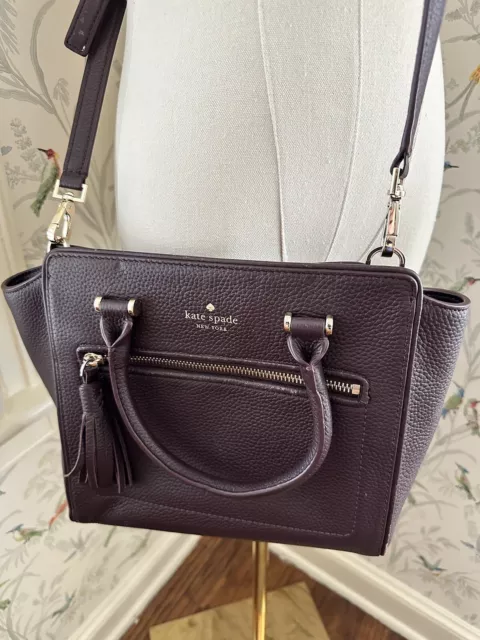 KATE SPADE CHESTER STREET SMALL ALLYN LEATHER SATCHEL BAG Chocolate Cherry