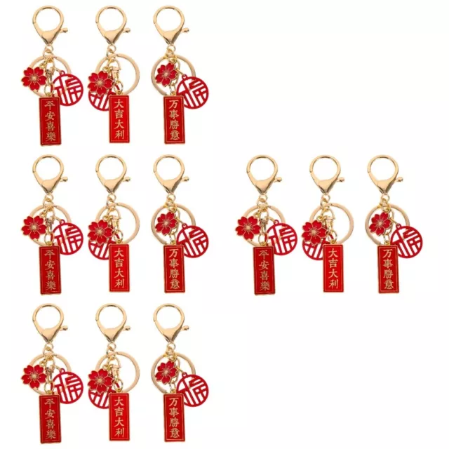 12 Pcs Lovely Flower Pendants Key Chain Fu Character Air Horn Charm