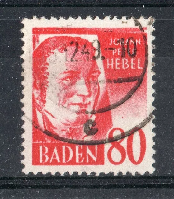 Franz.Zone Baden (III) Mi. 36 (80 Pf. J.P. Hebel) gestempelt