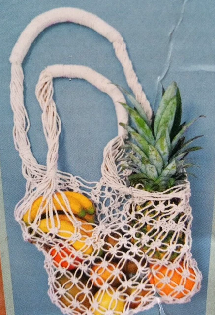 Kit de macramé de nivel 1 (fácil) bolsa de compras con cable y dijes de plumas INSTRUCCIONES