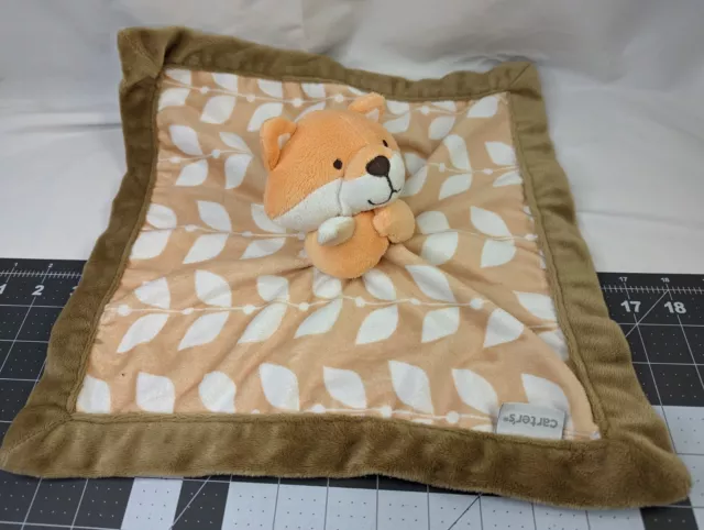 Carters Orange Fox Brown Leaf Lovey Security Blanket Stuffed Animal Toy #2