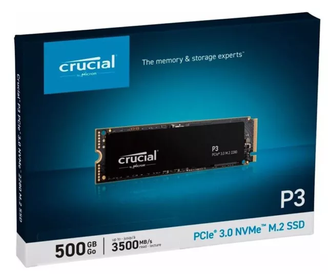 Crucial P3 500GB NVMe M.2 2280 SSD Solid State PCIe Read 3500MB/s CT500P3SSD8