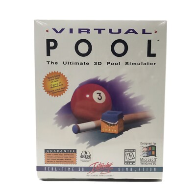 Virtual Pool 3D PC CD ROM Windows 95 Big Box 1996 Interplay Computer Sealed New