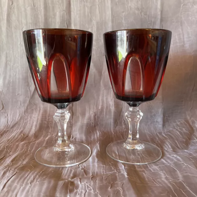 Red “Gothic Arches Cavalier” Wine Glasses by Luminarc d’Arques Durand Of France