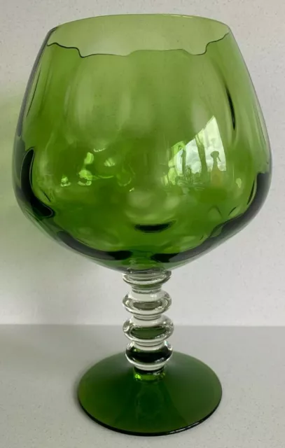 Vintage Green Optic Art Glass Goblet Vase Czech Bohemia  Borske Sklo ?