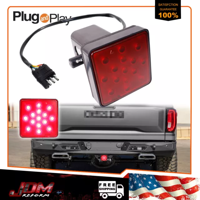 Red 15-LED Brake Light DRL Lamp Trailer Hitch Cover Fit 2" Towing & Hauling New