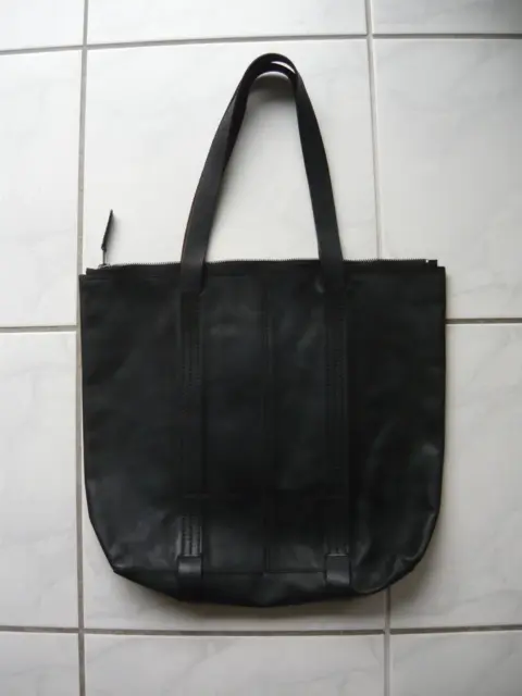 AllSaints Borderline Tote bag black nubuck leather coated shopper shoulder bag