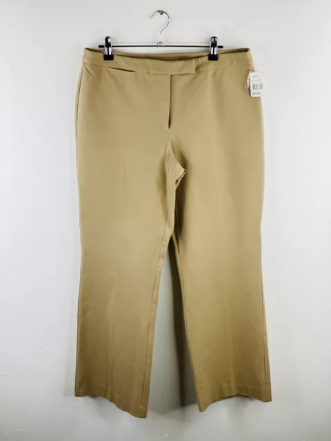 Club Petites Women's NWT Stretch Chino Pants Size 12 Brown Zip Close Brand New