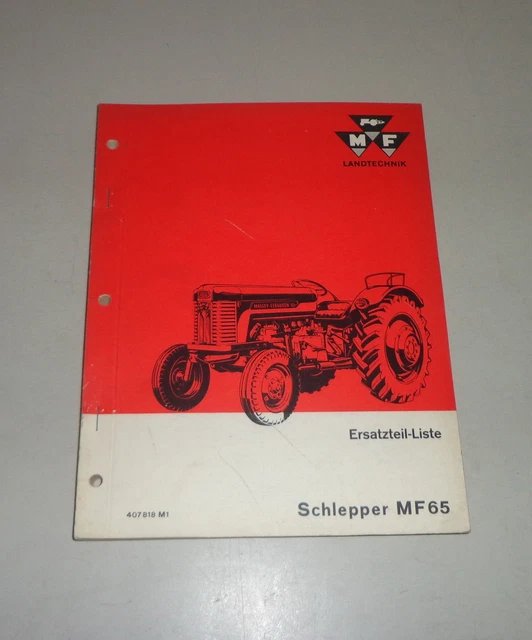 PARTS CATALOG/SPARE PARTS List Massey Ferguson Tractor Mf 65 St 02/