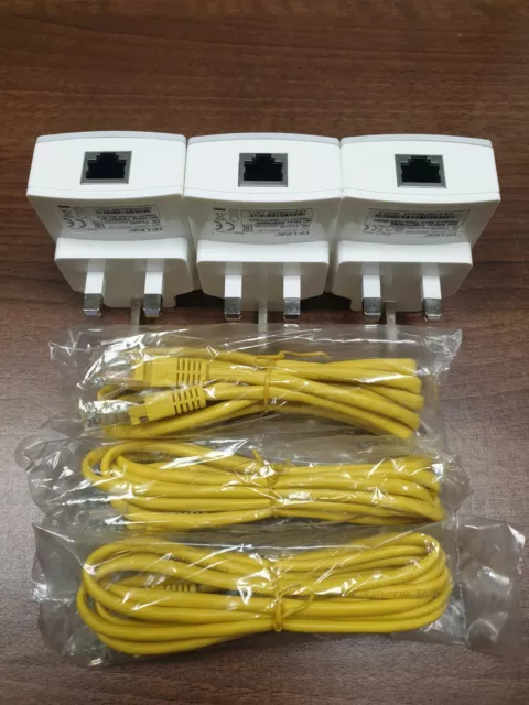 3 x TP-Link TL-PA4010 AV500 Powerline Adapter Homeplug + 3 x Ethernet Cables 2