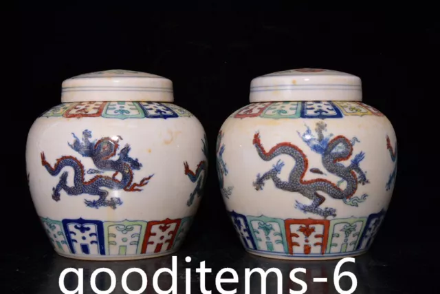 5.1"Old Antique Porcelain Ming Dynasty Chenghua Doucai Dragon Pattern Tianzi Jar