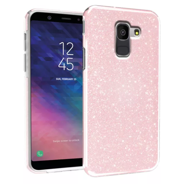 Custodia Brillantini Cover Glitter 3 in 1 per  Samsung Galaxy A6 2018 Fuxia