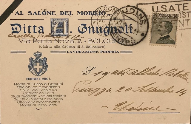 Bologna cartolina viaggiata 1930