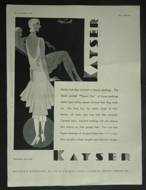 Kayser Seamed Silk Stockings 1929 Page Ad Advertisement