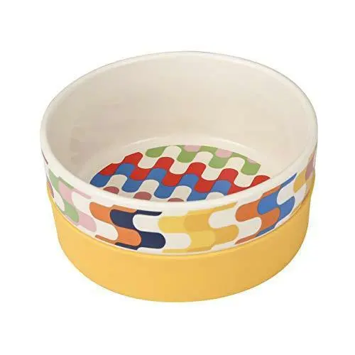 Now House for Pets by Jonathan Adler Bargello Duo Dog Bowl, Small Cute Ceramic