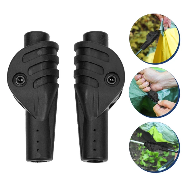 2pcs Tent Support Rod Connectors Support Pole Joints for Outdoor Camping (Black)